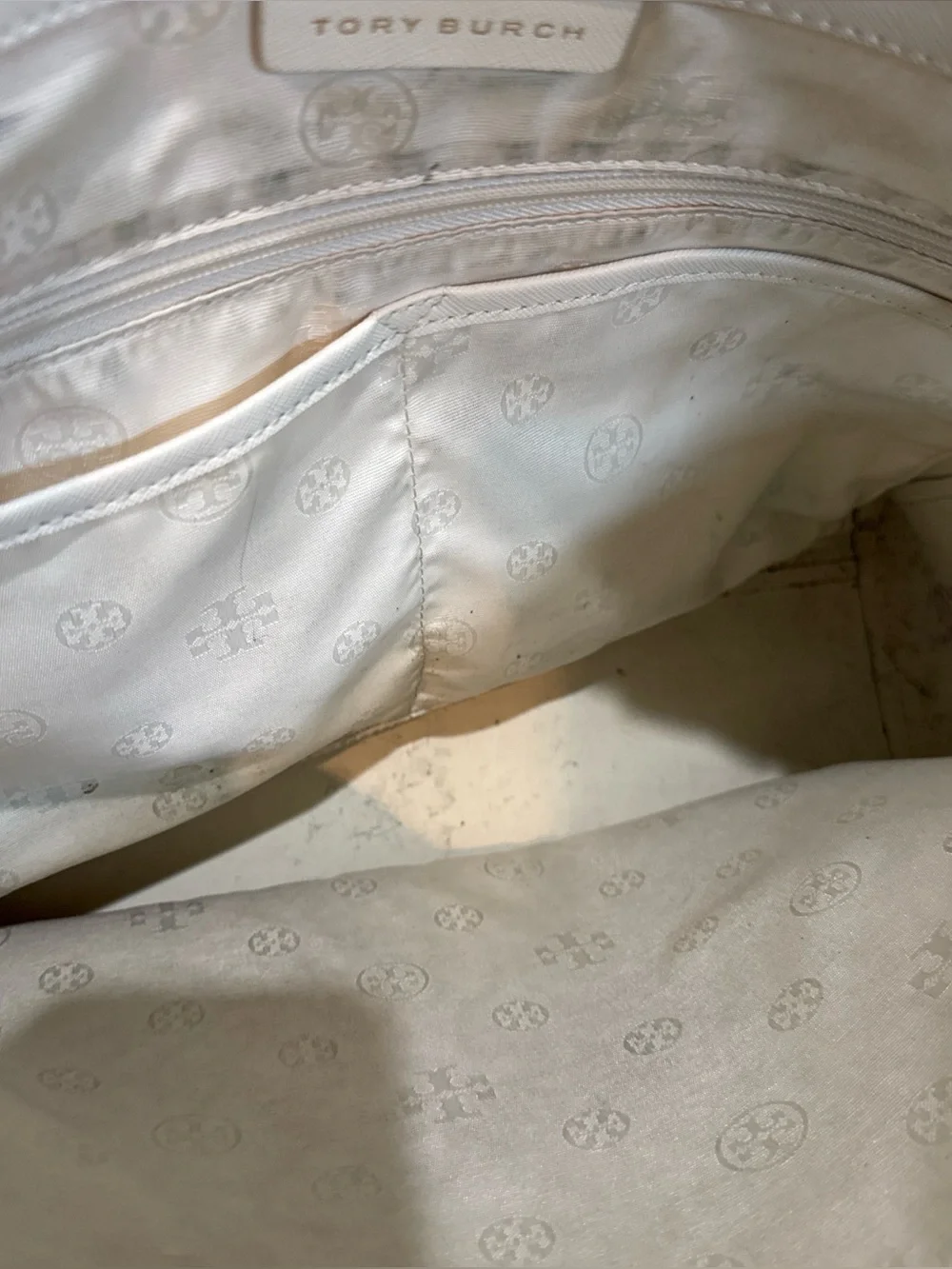 Tory Burch White Leather Saffiano Leather Tote Bag